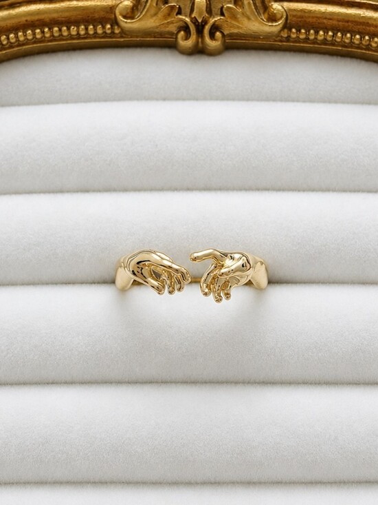 Jewelry - Michelangelo Inspired "Creation of Adam" Hand Ring – Gold Tone | Size 6 | New